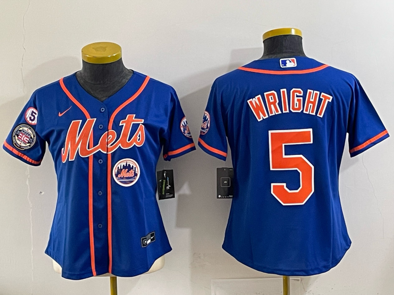 Youth New York Mets 5 Wright blue 2025 MLB Nike jersey 010